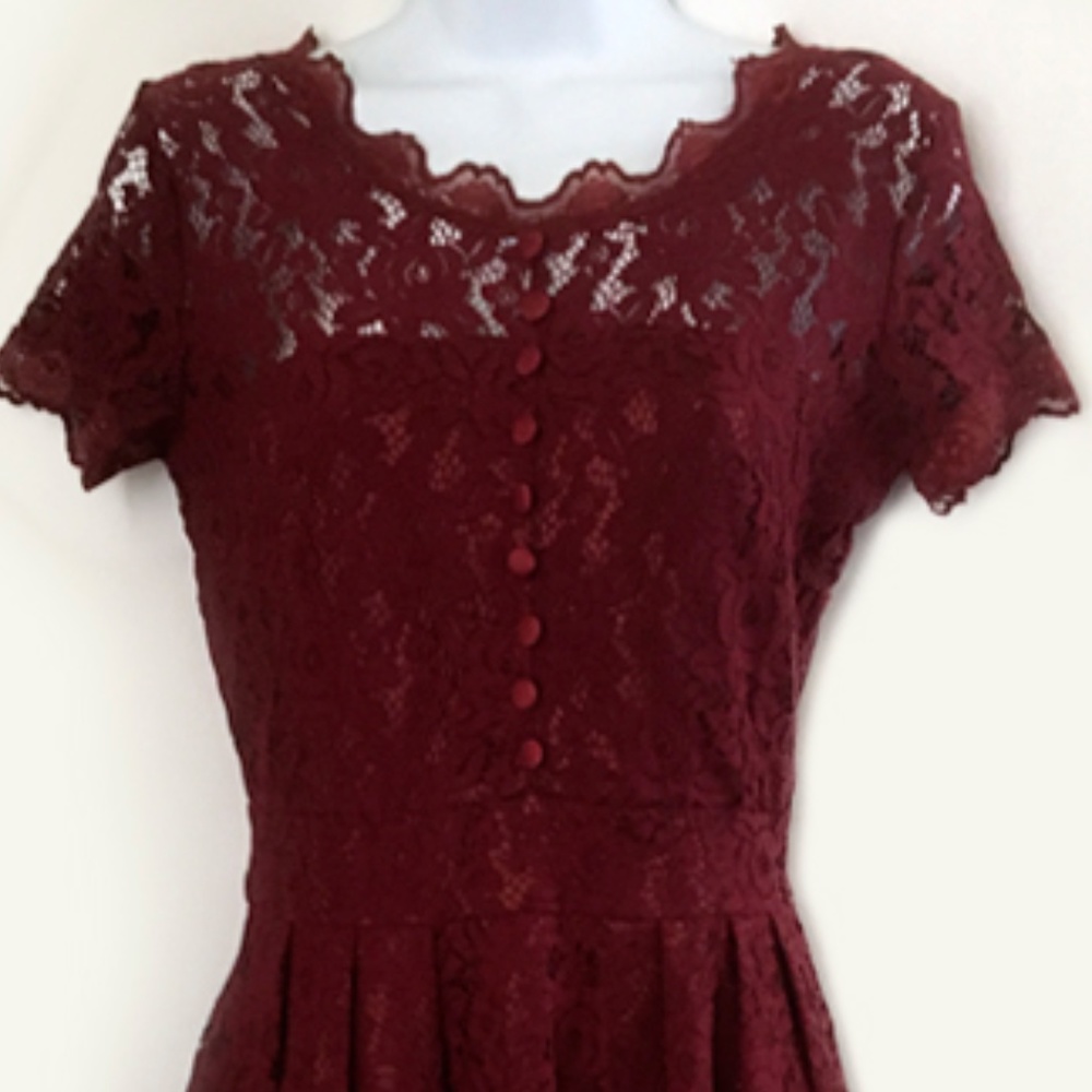NWOT Dark Red Elegant Lace Dress